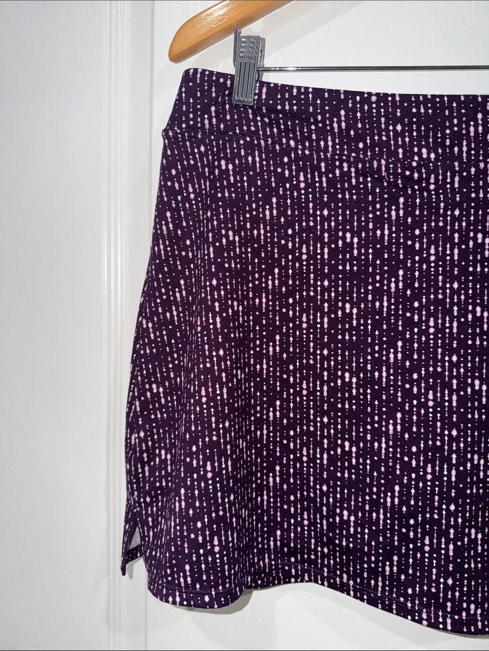 Tranquility Women's Purple Patterned A-Line Skirt w/ built in shorts size large